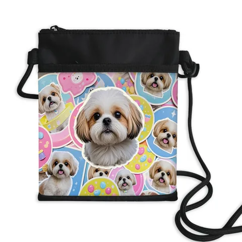 Dames Schattige Hond Shih Tzu Print Mobiele Telefoontas Kleine Crossbody Schoudertas Polyester Materiaal Rits Reizen Dagelijkse Tas
