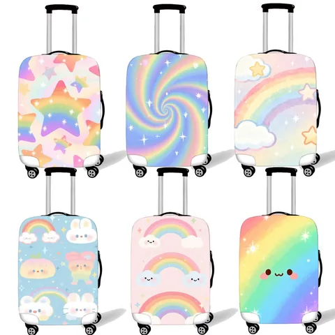 Copertura Elastica per Valigia in Poliestere Spandex Stampa Arcobaleno Protezione Valigia Lavabile Antipolvere Accessori Viaggio