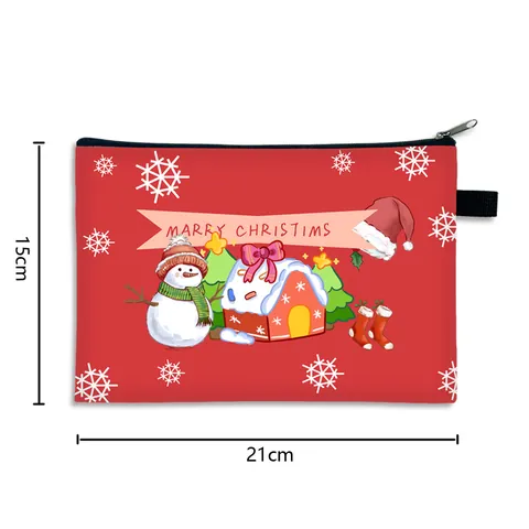 Kerst Make-up Tas Draagbaar Feestelijk Sneeuwvlok Print Opbergzakje Polyester Opvouwbare Toilettas Dames Reistas