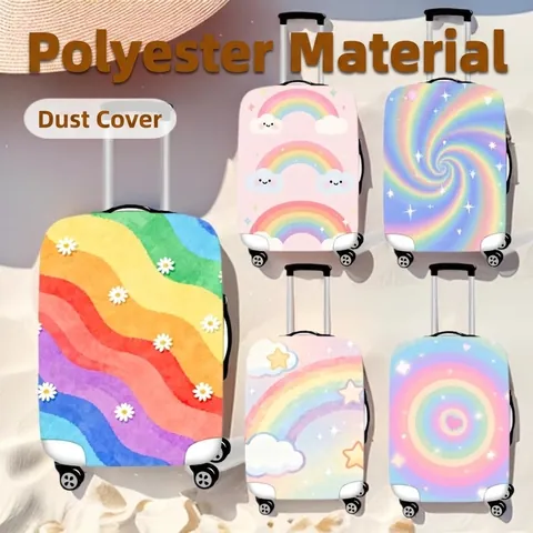 Copertura Elastica per Valigia in Poliestere Spandex Stampa Arcobaleno Protezione Valigia Lavabile Antipolvere Accessori Viaggio