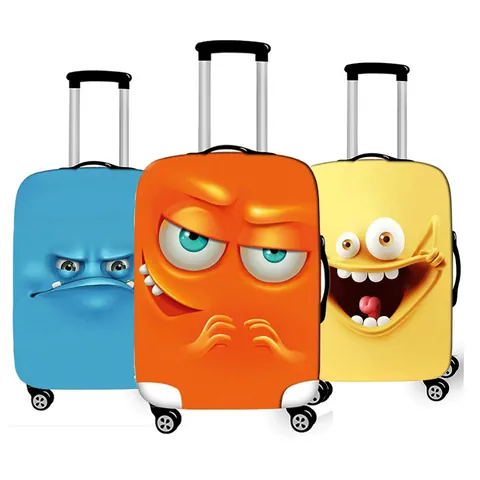 Funny 3D Cartoon Monster Elastic Luggage Cover Polyester Spandex Suitcase Protector Washable Dustproof Travel Bag Cover
