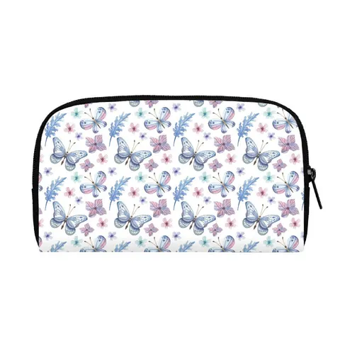 Vlinderprint Lichtgewicht Polyester Lange Portemonnee Tasje Voor Dames Meisjes Draagbare Mobiele Telefoon Opbergtas
