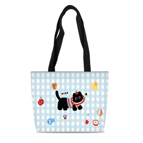 Cute Cartoon Canvas Tote Bag Large Capacity Shoulder Bag For Women Students Fashion Animal Printed Eco Shopping Handbag
