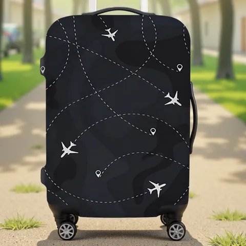 Elastic Airplane Pattern Luggage Protective Cover Dustproof Suitcase Protector For 18-32 Inch Travel Bags Travel Essentials