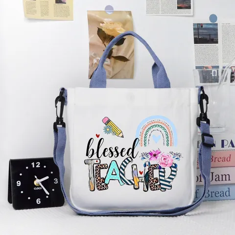 Γυναικεία Τσάντα Tote από Καμβά Φορητή Τσάντα Crossbody Με Ρυθμιζόμενο Ιμάντα Δώρο Εκτίμησης Δασκάλου για το Σχολείο