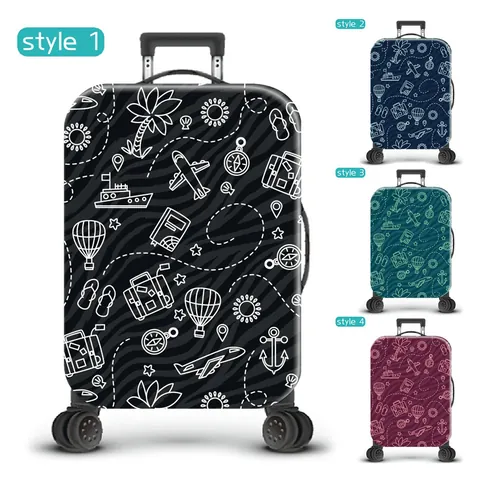 Elastic Polyester Suitcase Cover Travel Luggage Protector With Airplane Print Dustproof Washable Bag Cover For Men Women