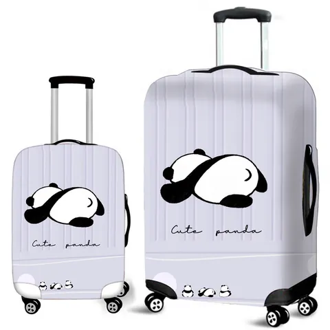 Elastic Luggage Protector Cover Polyester Spandex Suitcase Dustproof Case Cute Panda World Map Print Travel Accessories