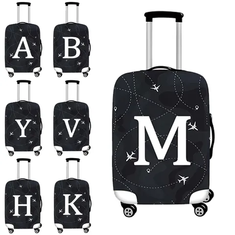 Elastic Luggage Cover Airplane Alphabet Letter Pattern Suitcase Protector Case Dustproof Travel Bag Cover For Men Women