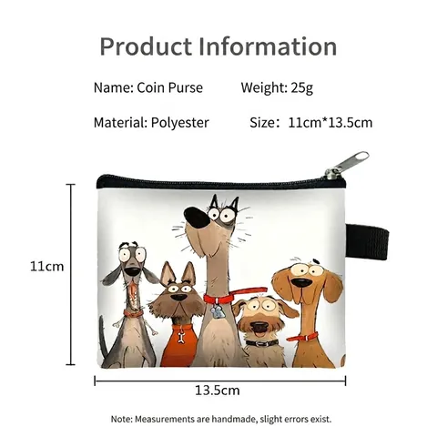 Porte-monnaie Mignon Imprimé Chien Dessin Animé en Polyester Mini Sac de Rangement pour Enfants Étudiants Petit Portefeuille Pochette