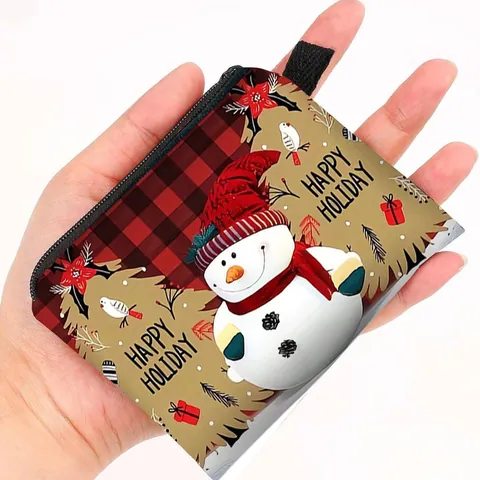 Portamonete Natalizio a Fumetti Carino Babbo Natale Pupazzo di Neve Renna Borsa di Stoccaggio Portatile Con Cerniera per Bambini
