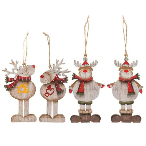 Adorno de Escritorio de Navidad de Madera Corte Láser Papá Noel Reno Natividad Letras Decoración Festiva Hogar Oficina Regalo