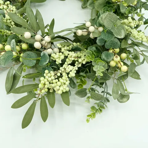 Large Artificial Eucalyptus Wreath With White Berries And Olive Leaves For Front Door Home Wedding Spring Summer Decoration