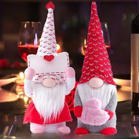 Décoration en Peluche Gnome de la Saint-Valentin Cœur Enveloppe Style Nordique Poupée sans Visage Ornement de Bureau Cadeau