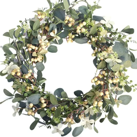 Artificial Eucalyptus Berry Wreath Greenery Garland For Front Door Home Wall Decor Christmas Easter Spring Pastoral Style