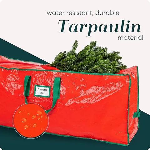 Large Capacity Christmas Tree Storage Bag Waterproof Polyethylene Dustproof Red Green Storage Bag With Handles Label Slot
