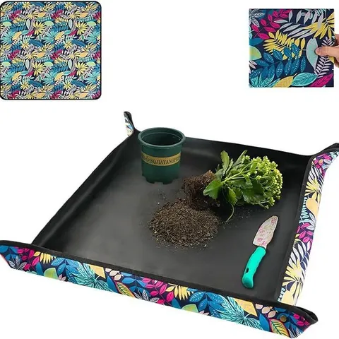 Alfombra de Jardinería Impermeable de Tela Oxford Plegable para Trasplante Con Broches de Metal Tapete de Trabajo Portátil para Interior Exterior Invernadero