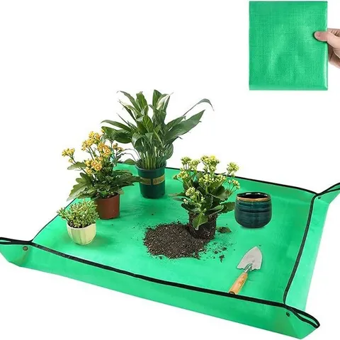 Alfombra de Jardinería Impermeable de Tela Oxford Plegable para Trasplante Con Broches de Metal Tapete de Trabajo Portátil para Interior Exterior Invernadero