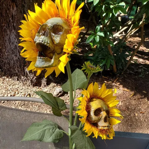 Halloween Sonnenblume Totenkopf Gartenstecker Dekoration Outdoor Künstliche Blumen Mit Gothic Design Für Hof Party Ornament