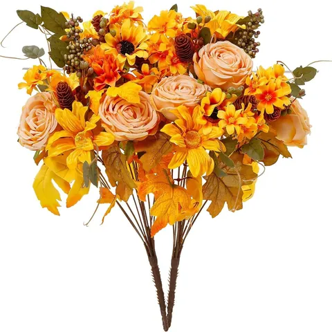 Herbsternte Künstliches Blumengesteck Sonnenblumen Rosen Ahornblätter Für Erntedankfest Hochzeit Zuhause Zimmer Tischdeko