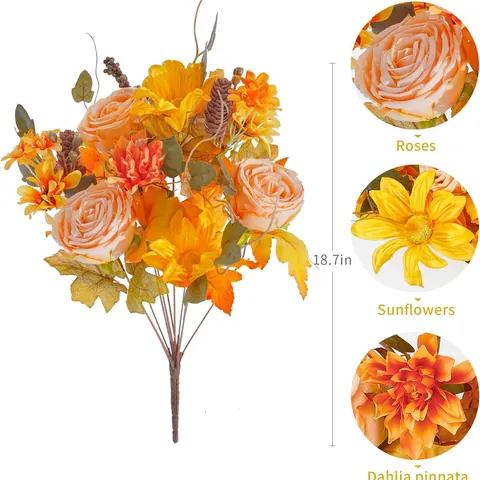 Herbsternte Künstliches Blumengesteck Sonnenblumen Rosen Ahornblätter Für Erntedankfest Hochzeit Zuhause Zimmer Tischdeko