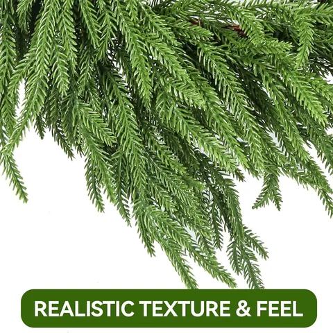 Realistischer Norfolk Kiefer Künstlicher Weihnachtskranz Weiches PE Grüner Kiefernnadelkranz Für Haustür Wand Haus Deko