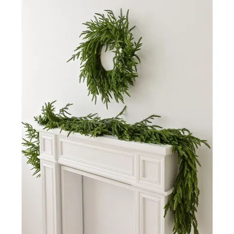 Artificial Cedar Pine Needle Garland Wreath Christmas Decoration Home Mantle Stairs Table Hanging Greenery Foliage