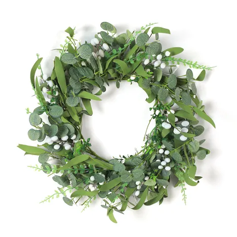 Künstlicher Eukalyptus Beeren Kranz Seidenblume Kunststoff Grün Große Türbehang Dekorativ Für Zuhause Wohnzimmer Hochzeit Party Naturstil Wanddeko