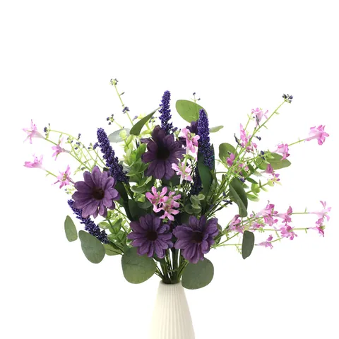 Branche de Fleurs Mixtes Artificielles Tournesol Lavande Style Pastoral Plante en Soie Plastique pour Décoration Maison Pâques Printemps
