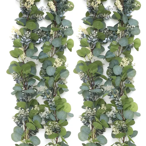 Kunstmatige Eucalyptus Slinger Groen Wijnstok Met Witte Bessen Voor Huis Bruiloft Feest Decor Faux Groene Plant Decoratie