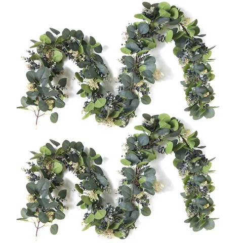 Kunstmatige Eucalyptus Slinger Groen Wijnstok Met Witte Bessen Voor Huis Bruiloft Feest Decor Faux Groene Plant Decoratie