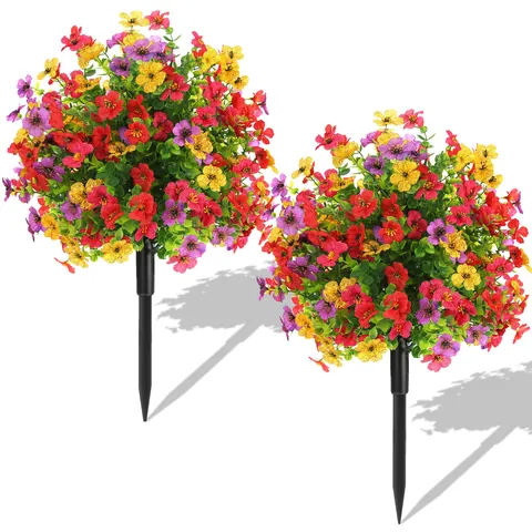 Kunstmatige Tuinsteker Bloemen Plastic Madeliefje Bal Faux Planten Voor Tuin Erf Gazon Buiten Landschapsarchitectuur Decoratie Levendige Florale Ornamenten