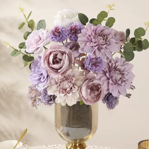 Paarse Kunstbloemen Gemengde Roos Dahlia Pioen Satijn DIY Voor Bruidsboeket Bruiloft Huis Feest Fotografie Decoratie
