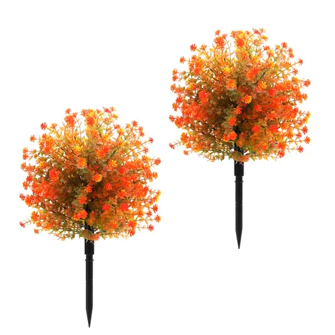 Artificial Camellia Eucalyptus Ground Stake Garden Decor Simulation Plants For Outdoor Courtyard Autumn Style