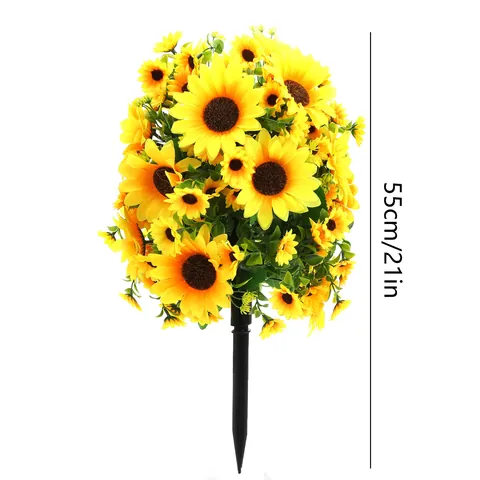 Paletto da Terra Girasole Artificiale Grappolo Floreale per Decorazione Giardino Esterno Simulazione Fiori per Cimitero Matrimonio Casa