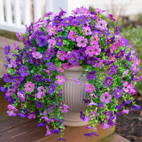 Künstliche Veilchen Hängende Blumen UV-Beständig Satin Kunststoff Künstliche Blumenstrauß Für Außen Innen Garten Haus Hochzeit Dekoration