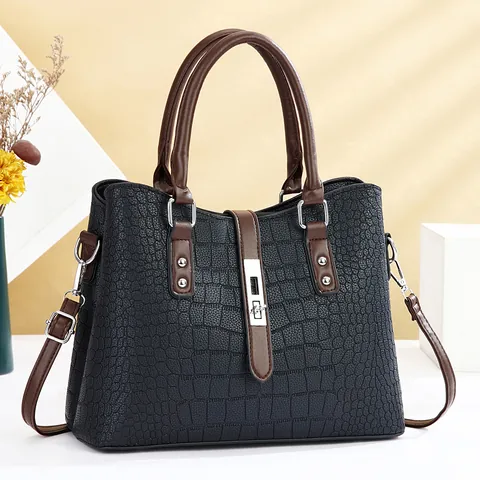 Sac à Main Tote pour Femmes en Simili-Cuir PU Motif Crocodile Sac Bandoulière Structuré pour Travail Et Quotidien
