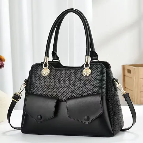 Damen Mode Weben Patchwork Kunstleder Handtasche Große Kapazität Schulter Umhängetasche Mit Verstellbarem Gurt Für Alltag