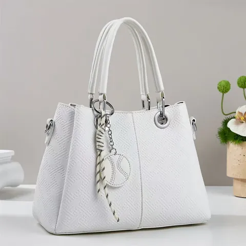 Damen Handtasche Große Kapazität Retro Geometrisch Geprägt Tote Bag PU Leder Schulter Crossbody Bag Mit Rundem Anhänger Griff