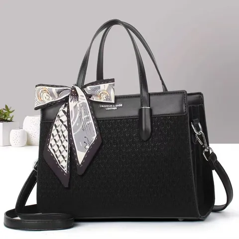 Mode Damen PU Leder Handtasche Elegant Seidenschal Dekor Große Tragetasche Casual Schulter Umhängetasche Für Den Täglichen Pendelverkehr