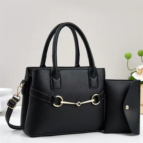 Lussuosa Borsa Da Donna In Pelle PU Con Grana Di Litchi E Portafoglio Con Morsetto Dorato Per Ufficio E Tempo Libero