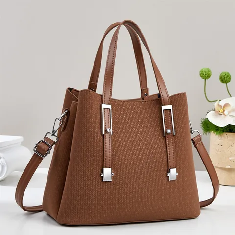 Borsa Tote in Pelle PU Testurizzata da Donna Borsa a Mano di Grande Capacità Con Tracolla Rimovibile Borsa a Spalla Trend