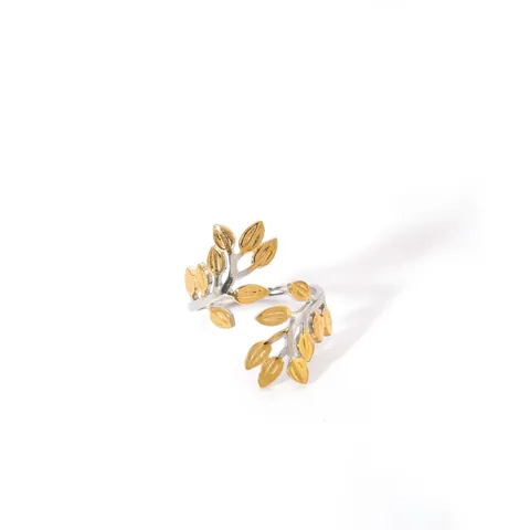 Adjustable Two-Tone Stainless Steel Open Rings For Women Minimalist Geometric Heart Star Butterfly Flower Fashion Jewelry