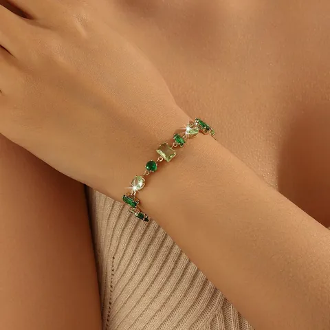 Irregular Zirconia Copper Bracelet For Women Sweet Multi Shape Waterdrop Adjustable 18K Gold Plated Jewelry Gift