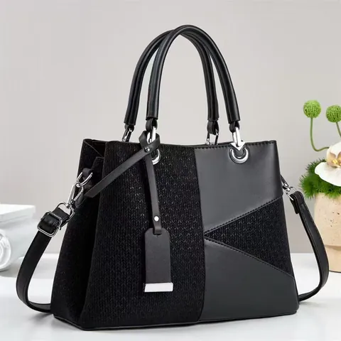 Women's Retro Boston Bag Contrast Stitching PU Leather Handbag With Adjustable Shoulder Strap Casual Versatile Crossbody Pillow Bag
