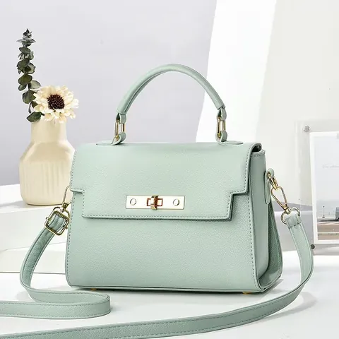 Elegante Damen Handtasche Litchi Textur PU Leder Goldener Drehverschluss Schultertasche Umhängetasche Business Quadratische Tasche