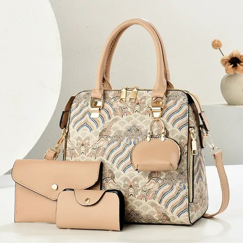 Collezione di Borse a Mano da Donna Ricamate in Stile Cinese Motivo Jacquard Tracolla Portafoglio Portamonete Per Pendolari