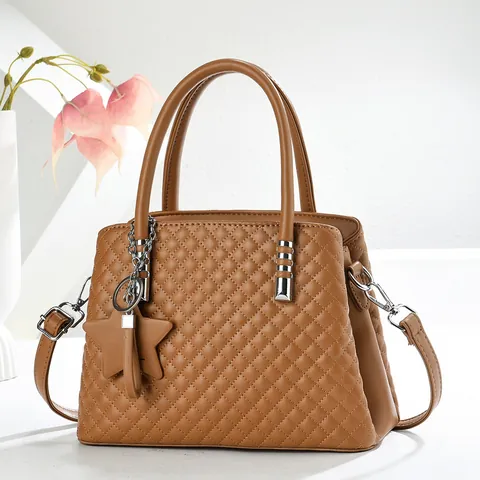 Sac à Main en Cuir Synthétique Matelassé pour Femmes Avec Pendentif Étoile Sac à Main Classique à Losanges Sac à Bandoulière