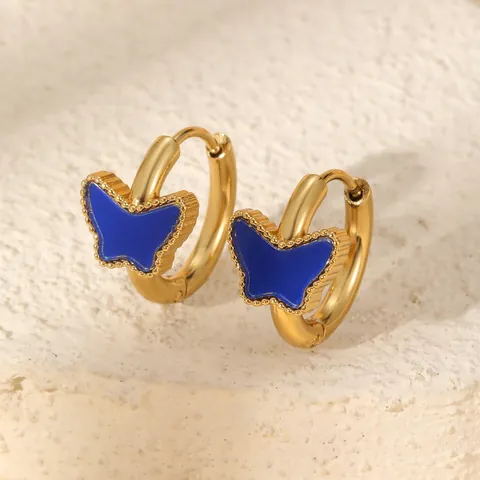 Luxury Stainless Steel Butterfly Hinged Hoop Earrings With 925 Sterling Silver Earring Post Drip Oil Gold Plated Elegant Fashion Jewelry For Women