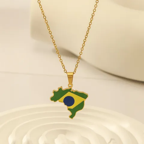 Edelstahl Weltkarte Anhänger Halskette Für Damen Herren Nationalflagge Emaille Reisesouvenir Schmuck Nationalstolz Modeaccessoires