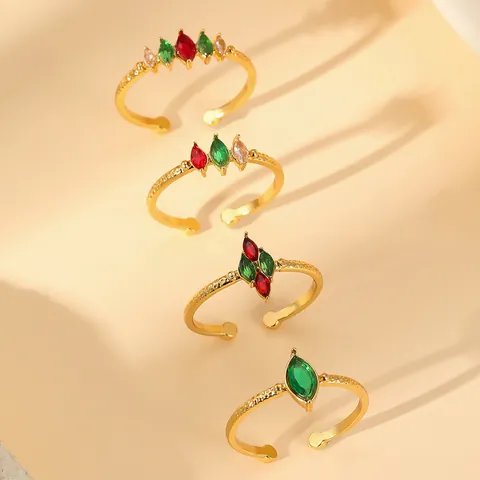 Exquisite Copper Zirconia Open Ring For Women Elegant Gold Plated Adjustable Finger Ring Minimalist Vintage Jewelry Daily Party Accessory